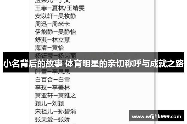 小名背后的故事 体育明星的亲切称呼与成就之路